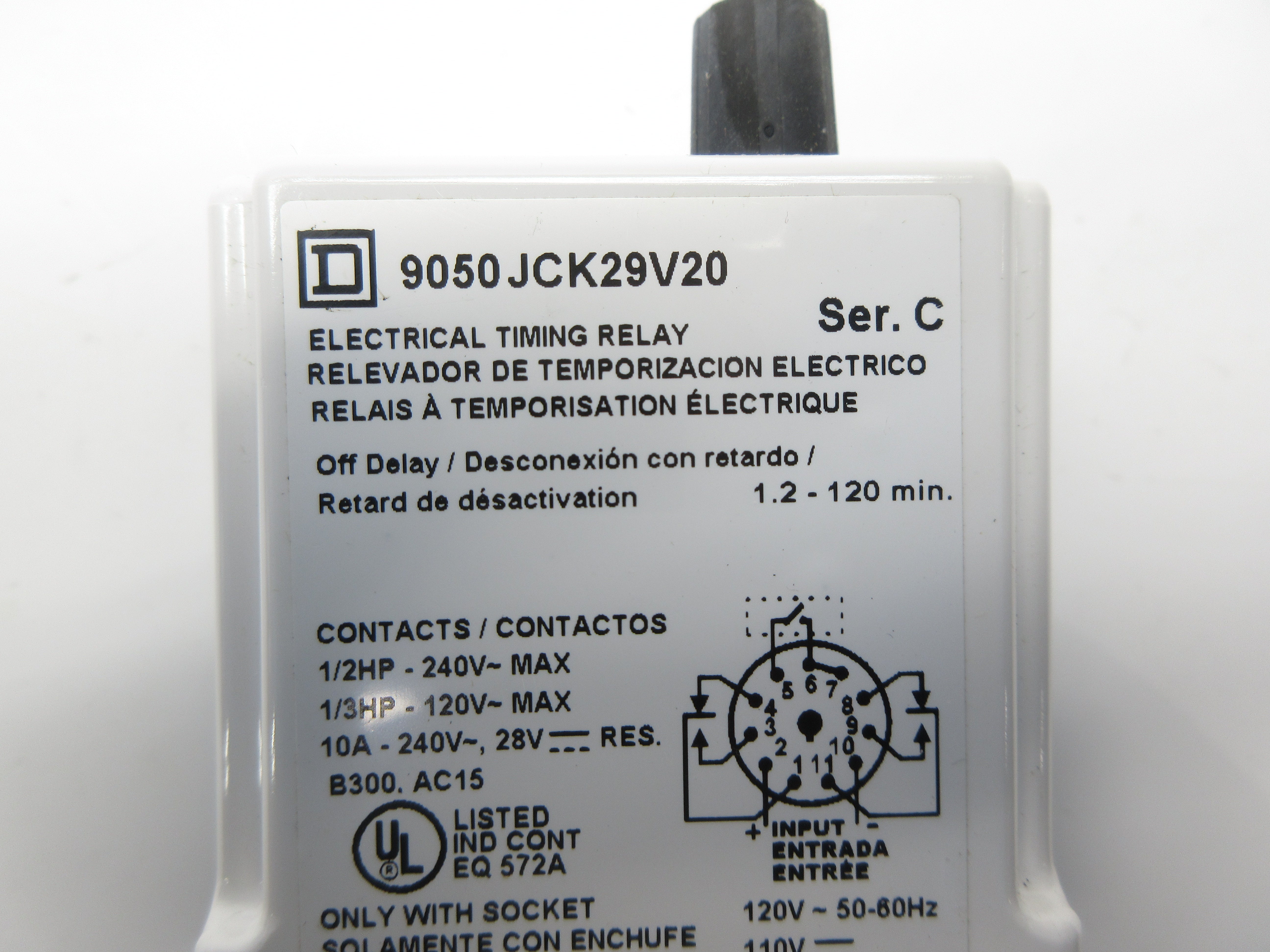SQUARE D 9050JCK29V20 SER. C 110/120V 10A 1.2-120M NSNP