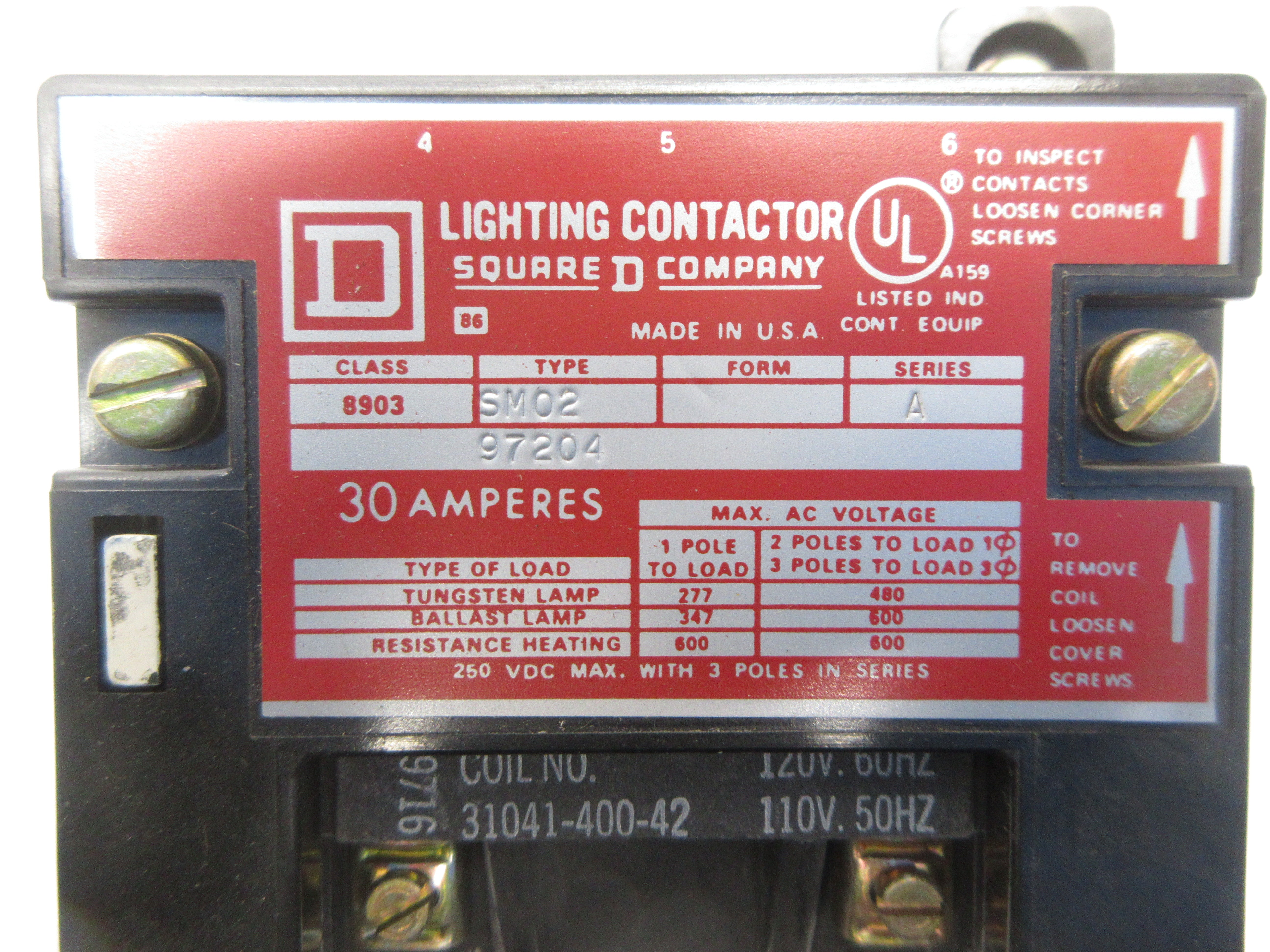 SQUARE D 8903SMO2 SER. A 110/120V 30A NSNP