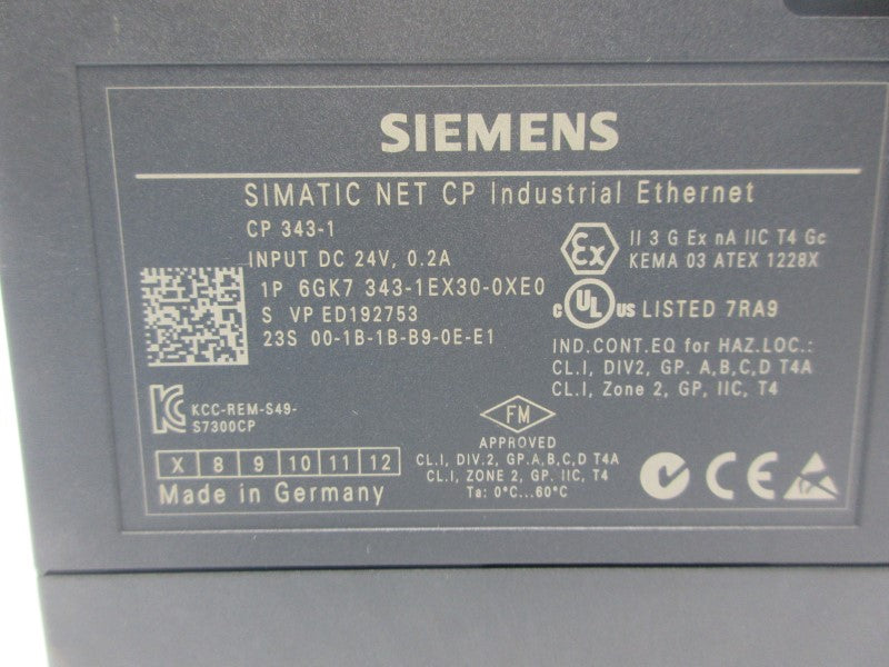 SIEMENS 6GK7343-1EX30-0XE0 24VDC 0.2A NSNP