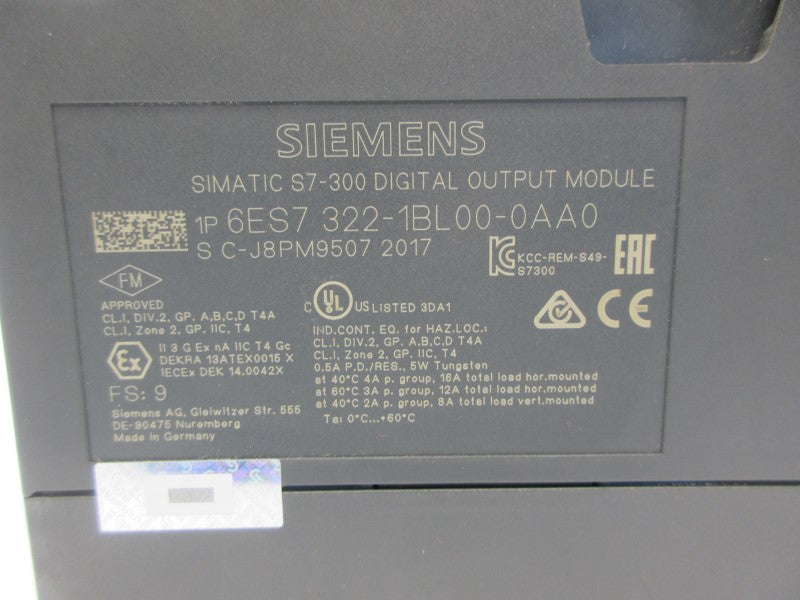 SIEMENS 6ES7322-1BL00-0AA0 24VDC 0.5A (AS PICTURED1) NSNP