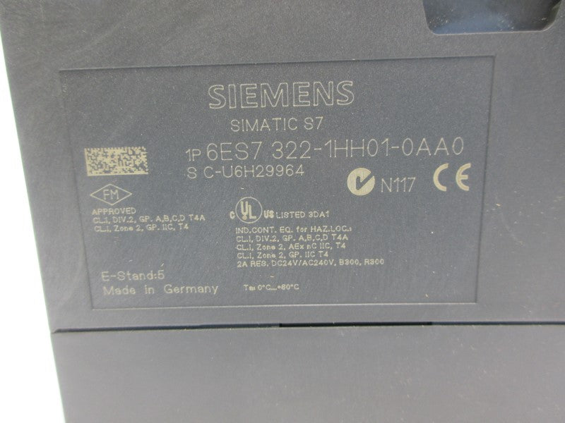 SIEMENS 6ES7322-1HH01-0AA0 120/230VAC (AS PICTURED) NSNP