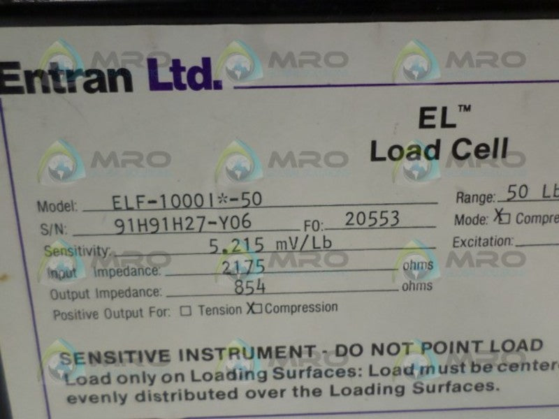 ENTRAN ELF-1000I-50 LOAD CELL 5.215 mV/Lb 2175 OHMS NSMP
