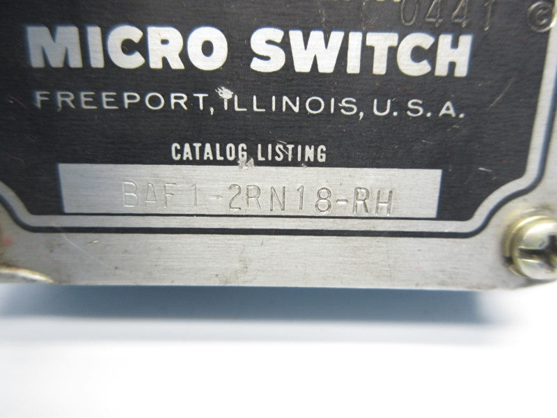 MICRO SWITCH BAF1-2RN18-RH 480VAC 20A (AS PICTURED) UNMP