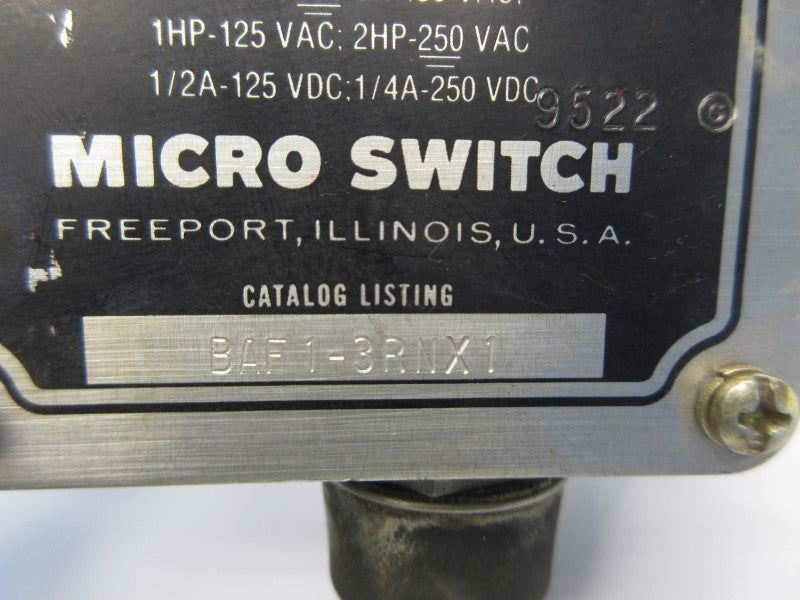 MICRO SWITCH BAF1-3RNX1 480VAC 20A UNMP