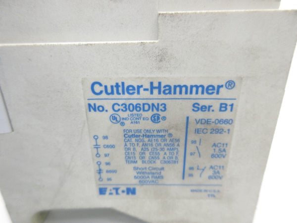 CUTLER HAMMER C306DN3 SER. B1 600V 1.5A UNMP