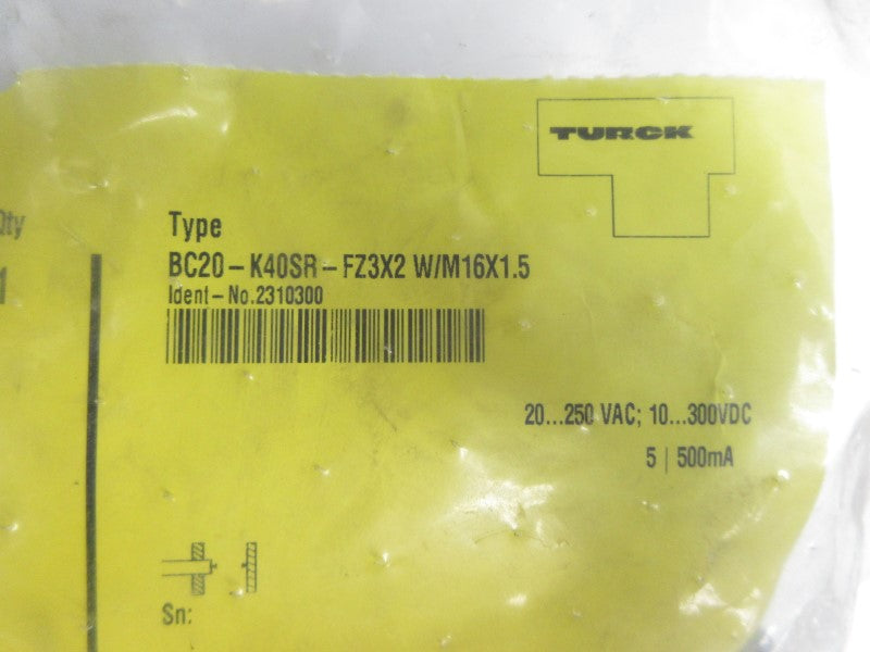 TURCK BC20-K40SR-FZ3X2W/M16X1.5 2310300 20-250VAC NSMP