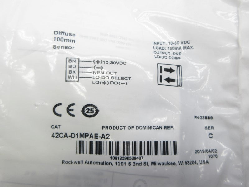 ALLEN BRADLEY 42CA-D1MPAE-A2 SER. C 10-30VDC NSMP