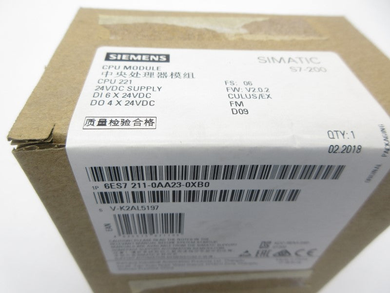 SIEMENS 6ES7211-0AA23-0XB0 24VDC NSFS