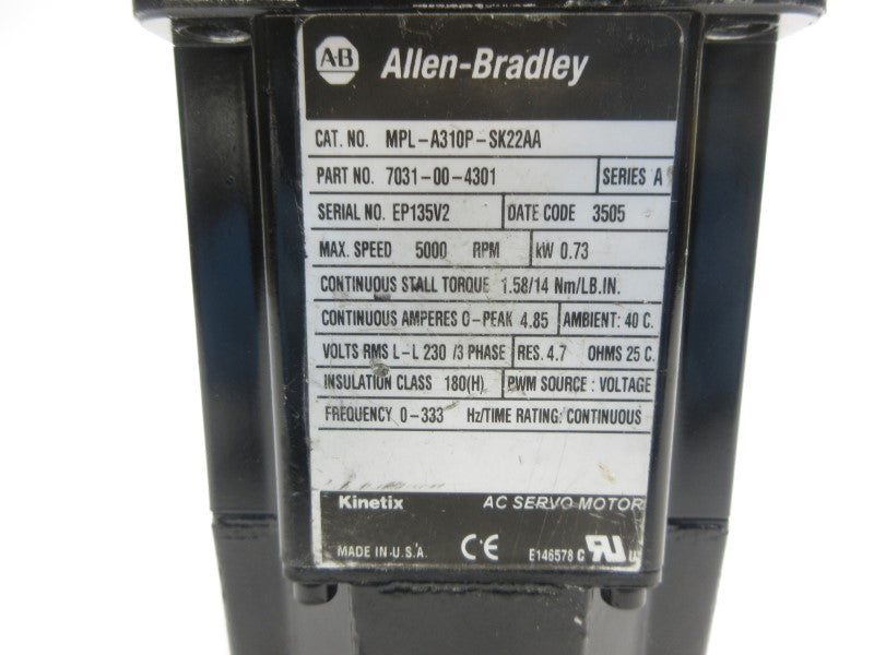ALLEN BRADLEY MPL-A310P-SK22AA SER. A NSNP