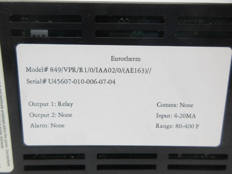 EUROTHERM 849/VPR/R1/0/IAA02/0/(AE163)// 80-400'F NSNP