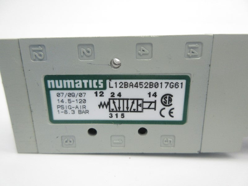 NUMATICS L12BA452B017G61 24VDC 14.5-120PSI NSNP