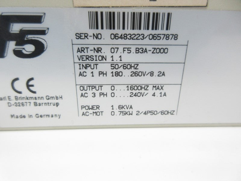 KEB 07.F5.B3A-Z000 180-260VAC 8.2A UNMP