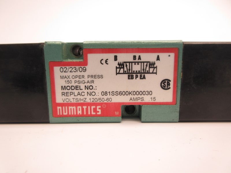 NUMATICS 081SS600K000030 120V .15A 150PSI UNMP
