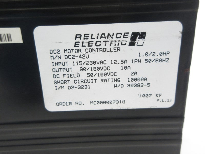 RELIANCE ELECTRIC DC2-42U 115/230VAC 12.5A UNMP