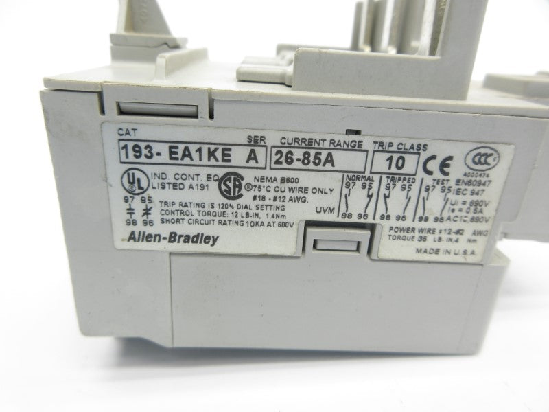 ALLEN BRADLEY 193-EA1KE SER. A 600V 26-85A NSNP