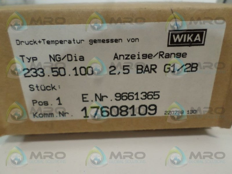 WIKA 9661365 233.50.100 PRESSURE GAUGE 0-2,5 bar  NSMP