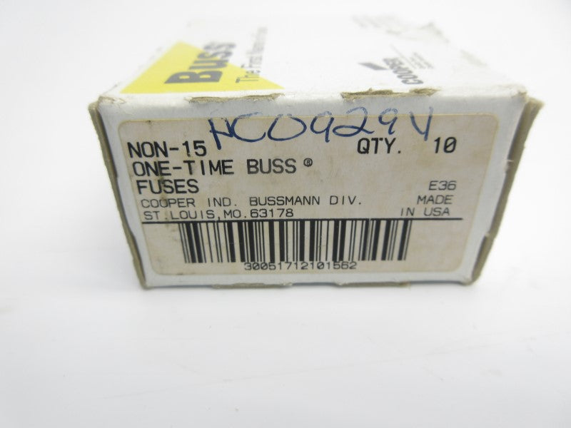 BUSSMANN NON-15 250VAC 15A (PKG OF 10) (WH/GR) NSMP