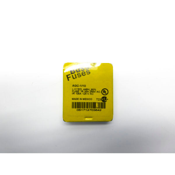 BUSSMANN AGC-1/10 250VAC 1/10A (PKG OF 5) NSFS