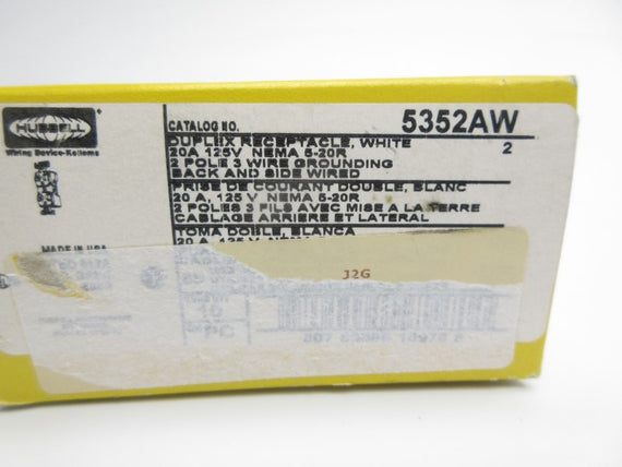 HUBBELL 5352AW 125V 20A (PKG OF 10) NSFS