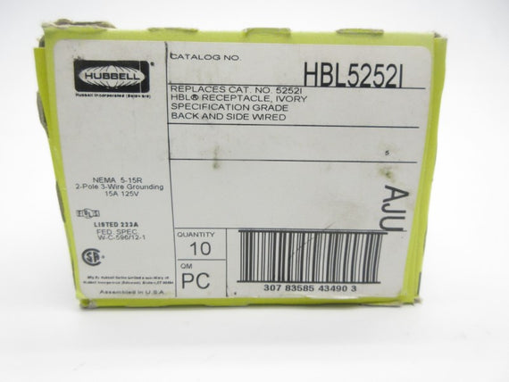 HUBBELL HBL5252I 125V 15A (PKG OF 10) NSFS