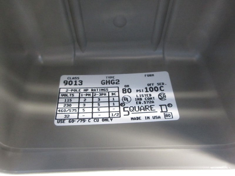 SQUARE D 9013GHG2 SER. C 460/575V 80/100PSI NSNP