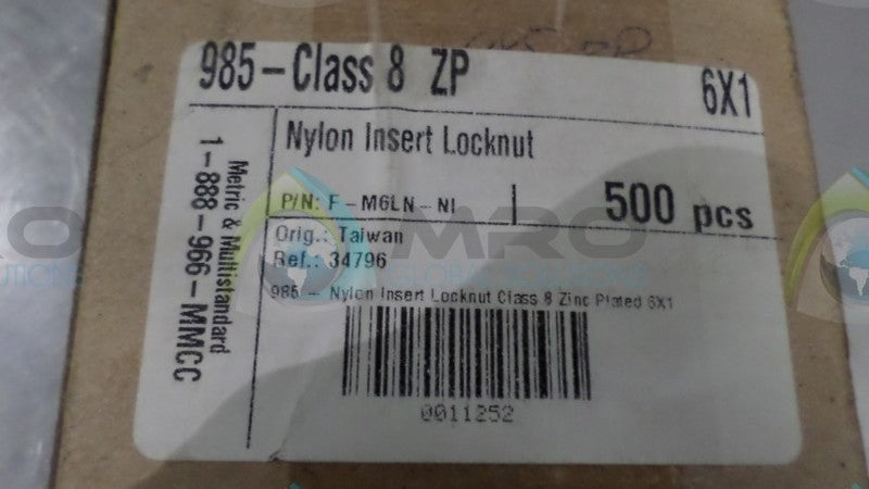 M&M F-M6LN-NI(500 PCS) NYLON INSERT LOCKNUT NSMP