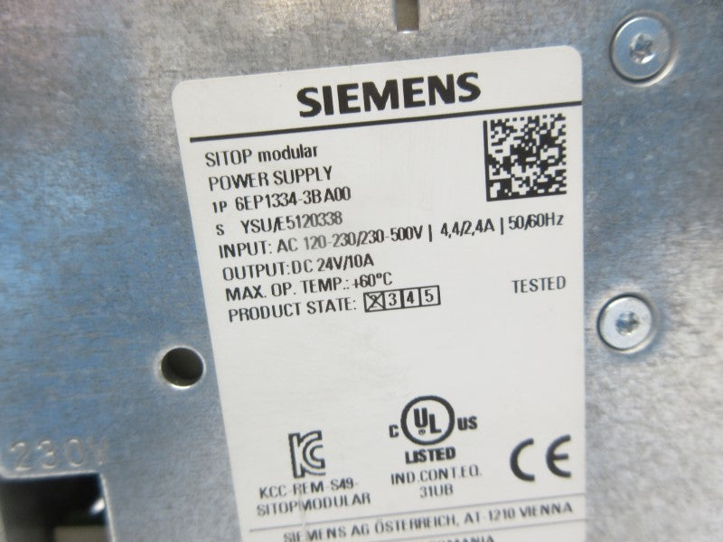 SIEMENS 6EP1334-3BA00 120-230/230-500V 4.4/2.4A UNMP
