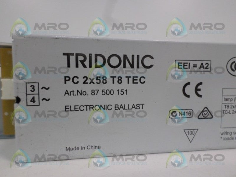 TRIDONIC 87500151 PC2X58T8TEC ELECTRONIC BALLAST NSNP