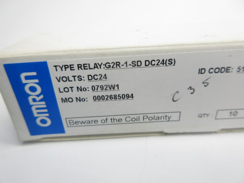 OMRON G2R-1-SD-DC24(S) 24VDC (PKG OF 10) NSMP