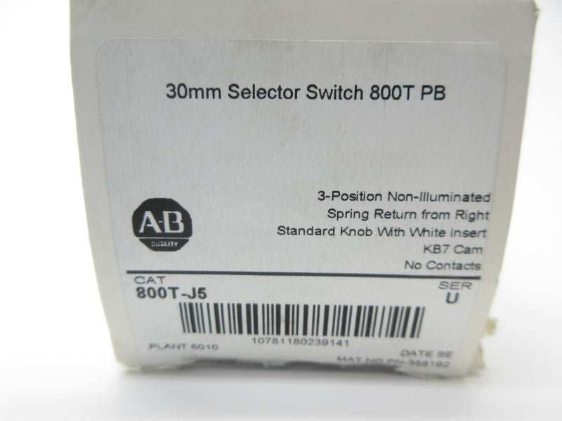 ALLEN BRADLEY 800T-J5 SER. U (WH) NSMP