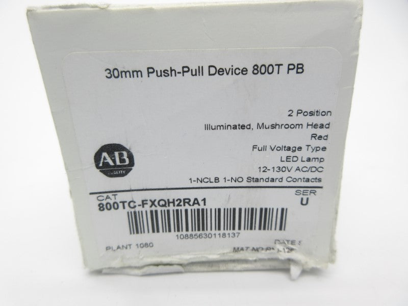 ALLEN BRADLEY 800TC-FXQH2RA1 SER. U 12-130VAC (AS PICTURED) (WH) NSMP