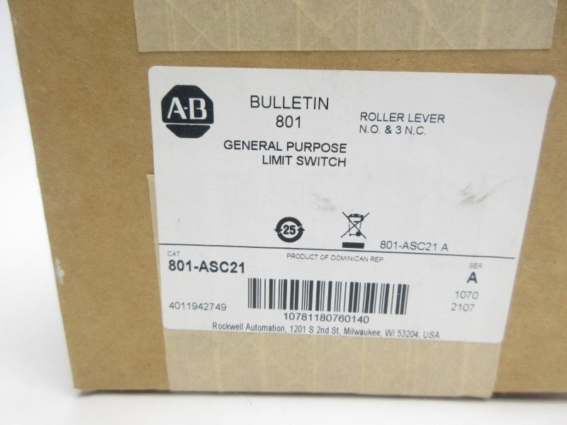 ALLEN BRADLEY 801-ASC21 SER. A 600VAC (BR/WH) NSMP