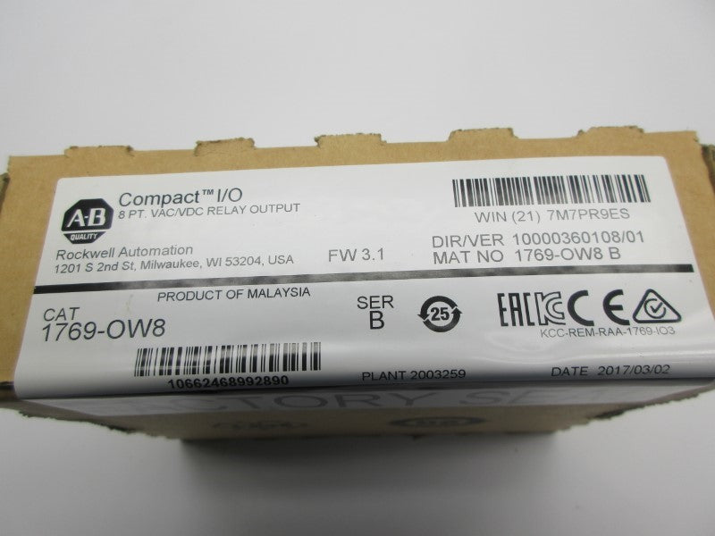 ALLEN BRADLEY 1769-OW8 SER. B F/W 3.1 DATE: 2017 NSFS