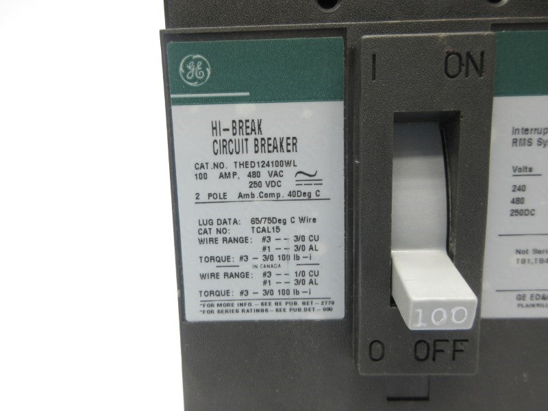 GENERAL ELECTRIC THED124100WL 480VAC 100A NSNP