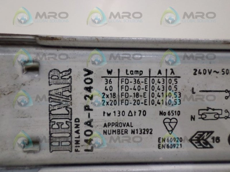 HELVAR L40A-P(240V) BALLAST UNMP