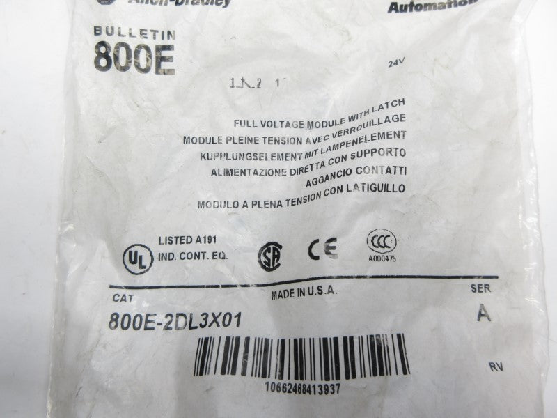 ALLEN BRADLEY 800E-2DL3X01 SER. A 24V NSMP