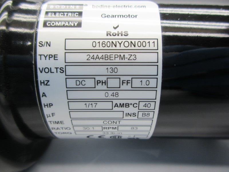 BODINE ELECTRIC 24A4BEPM-Z3 130V 0.48A NSNP