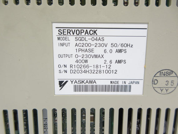 YASKAWA SGDL-04AS 200-230VAC 6.0A NSNP