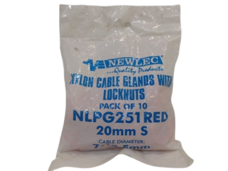 NSNPLEC NLPG251 RED CABLE GLANDS w/ LOCKNUTS (PKG OF 10) NSMP