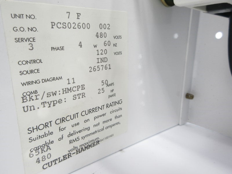 CUTLER HAMMER PCS02600-002 480V 50A NSNP