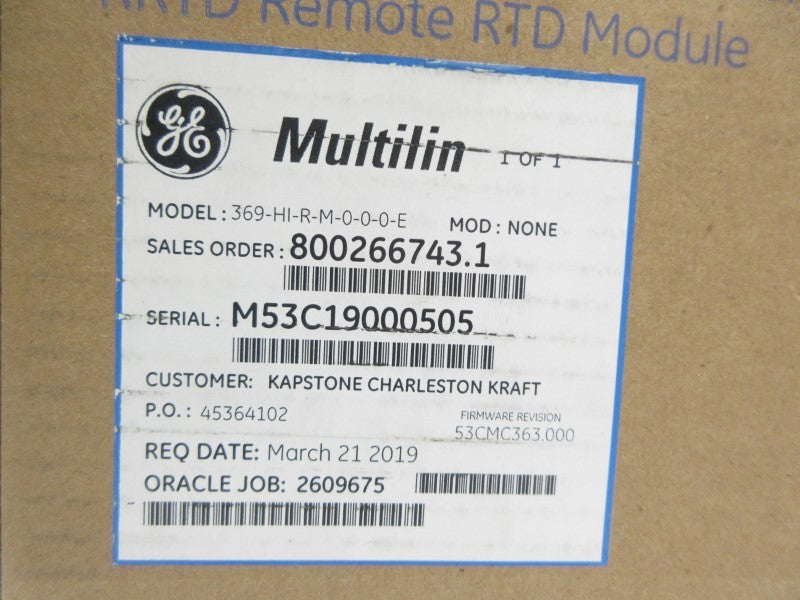 GENERAL ELECTRIC 369-HI-R-M-0-0-0-E 60-265VAC NSMP