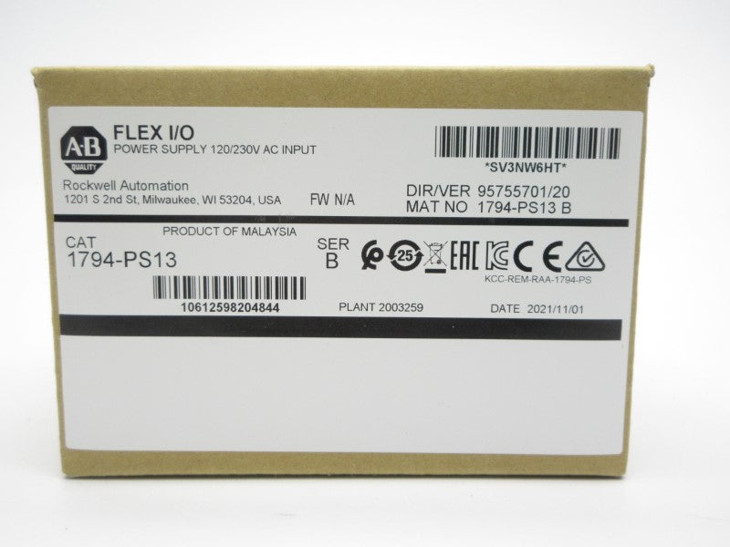 ALLEN BRADLEY 1794-PS13 SER. B 120/230VAC DATE: 2021 NSFS