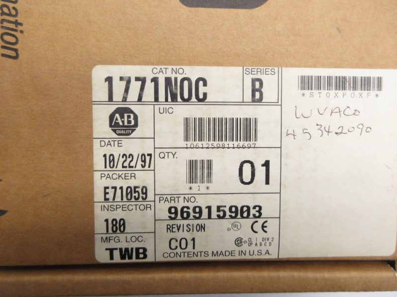 ALLEN BRADLEY 1771-NOC SER. B F/W G 5VDC 3.3A REV. C01 NSMP
