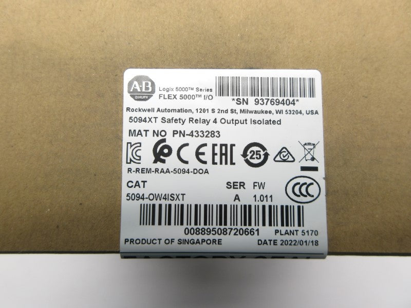 ALLEN BRADLEY 5094-OW4ISXT SER. A F/W 1.011 DATE: 2022 NSFS
