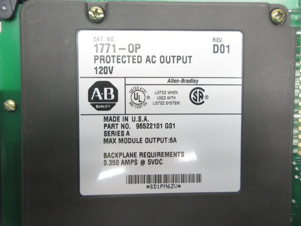ALLEN BRADLEY 1771-OP 120V 0.350A REV. D01 NSNP
