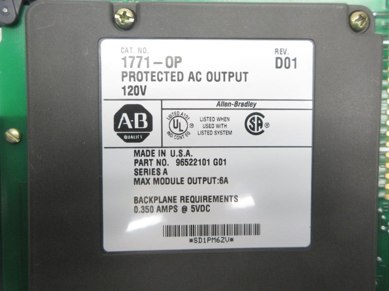 ALLEN BRADLEY 1771-OP 120V 0.350A REV. D01 NSNP