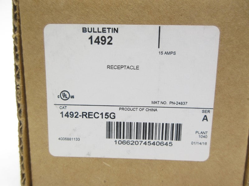 ALLEN BRADLEY 1492-REC15G SER. A 125V 15A (BR/WH) NSMP