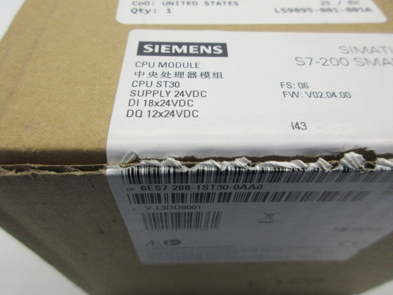SIEMENS 6ES7288-1ST30-0AA0 F/W: V02.04.00 24VDC 0.5A NSMP