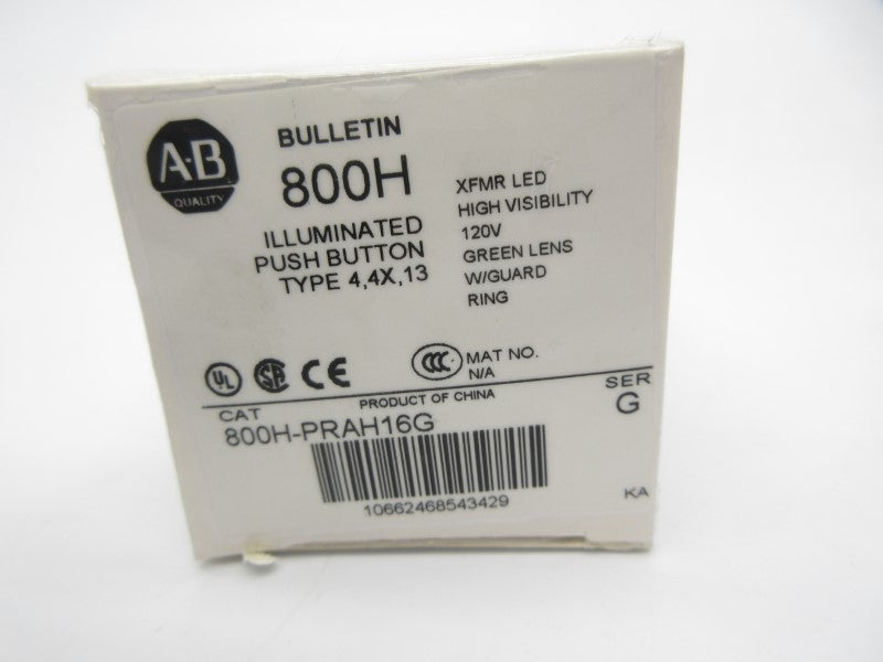 ALLEN BRADLEY 800H-PRAH16G SER. G 120V (WH) NSMP