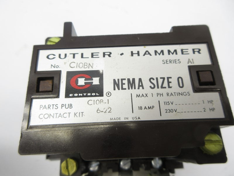 CUTLER HAMMER C10BN4A SER. A1 110/120V 18A UNMP